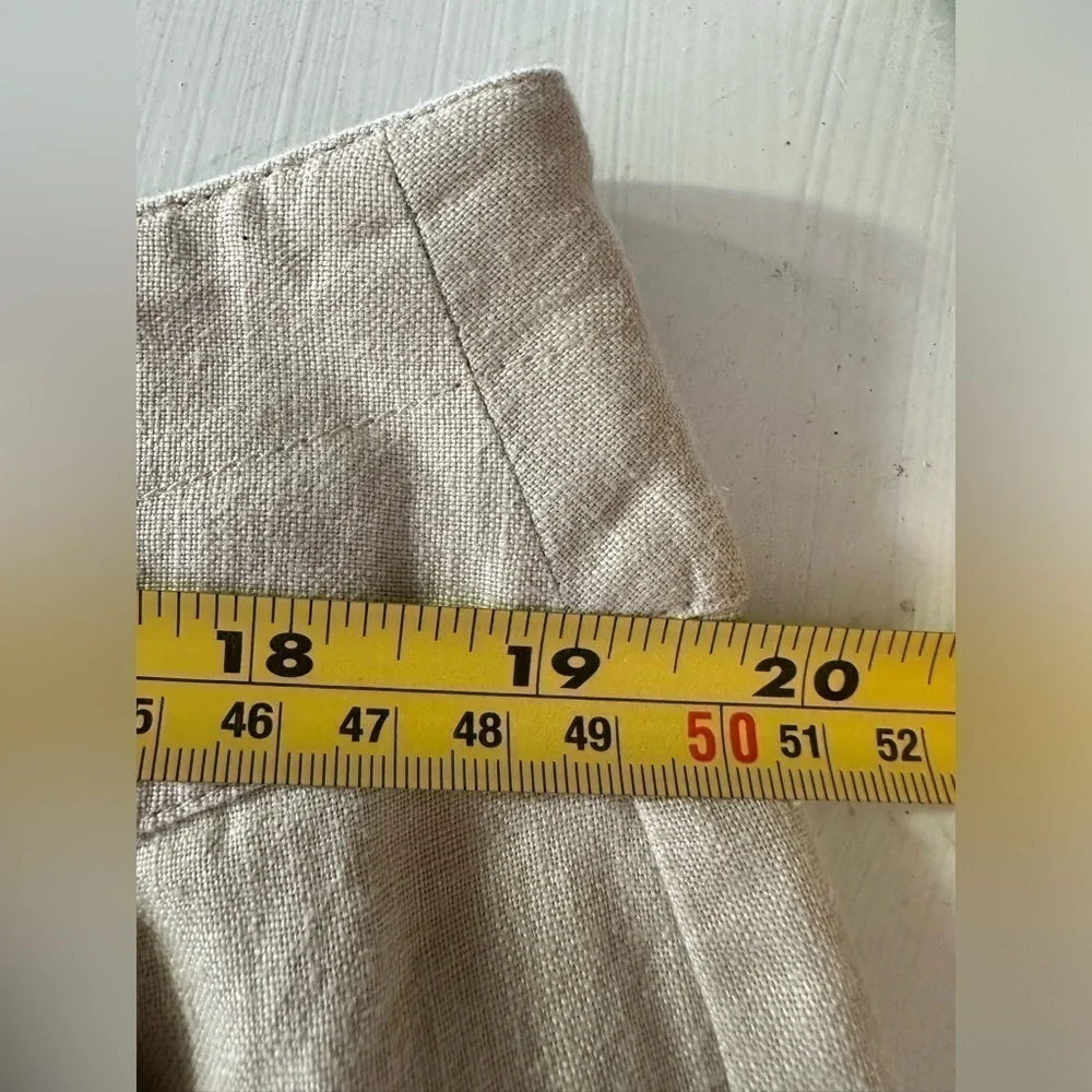 Charter Club Pants Womens 16W Petite Linen Katherine Fit Wide Leg Beige Buttons - Picture 8 of 11